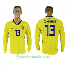 Camisolas de Futebol Suécia Johansson 13 Equipamento Principal Copa do Mundo 2018 Manga Comprida